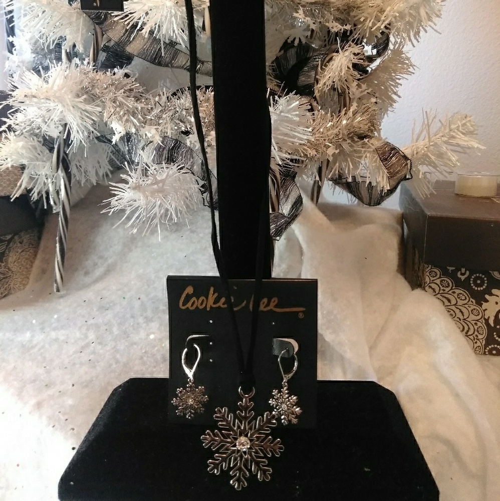 Cookie Lee Silver Snowflake necklace and earrings
